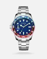 طقم رجالي ساعة فضي ومحفظة جلد