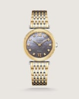 ساعة الماس نسائية أناقة مدروسة بلون ذهبي وفضي