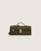 شنطة فخر النسائية من المخمل بلون زيتي