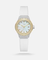 ساعة لحظة النسائية بلون أبيض