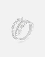 خاتم نسائي بتصميم مميز بلون فضي