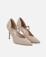 حذاء نسائي أنيق بكعب مرتفع باللون البيج