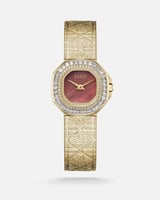 ساعة نسائية بسير شبكي بلون ذهبي