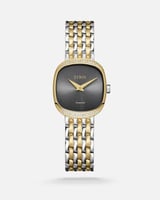 ساعة زمرد نسائية بعدد 22 فص من الألماس بلون ذهبي و...