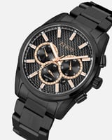 ساعة رجالية بسير ستيل بلون أسود