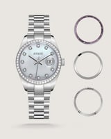 بوكس ساعة لفتة النسائية بلون فضي