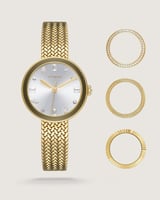 ساعة فاتنة النسائية بإطار متغير بلون ذهبي