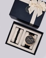 طقم رجالي من ساعة واسوارة بلون أسود