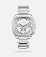 ساعة أركان الرجالية بميناء مربع بلون فضي