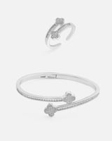 طقم اسوارة وخاتم لمناسباتك بلون فضي