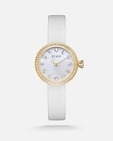 ساعة نسائية بتصميم عصري من الجلد بلون أبيض