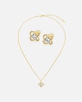 طقم سلسال وحلق نسائي بلون ذهبي