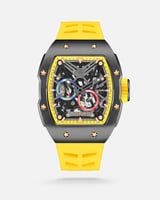 ساعة رجالية بسير ربل بلون أصفر