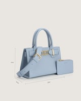 شنطة برق النسائية جلد بلون أزرق