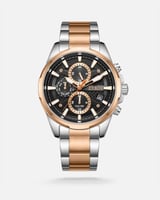 ساعة رجالية لكل الأوقات من الستيل بلون فضي وروز قو...