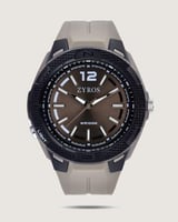 ساعة رجالية من الربل بلون رمادي.