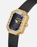 ساعة نسائية بسير جلد بلون أسود