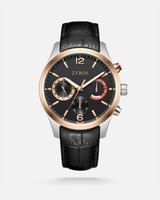 ساعة مُزن الرجالية بسير جلد بلون أسود