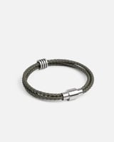 اسوارة رجالية بتصميم اسورتين من الجلد بلون رمادي