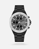 ساعة رجالية بسير ستيل بلون أسود