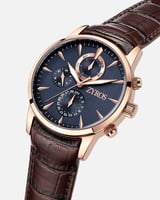 ساعة رجالية بسير من الجلد بلون بني