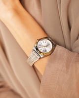 ساعة سحاب النسائية ستيل ذهبي وفضي