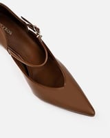 حذاء نسائي أنيق بكعب مرتفع باللون البني