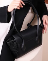 شنطة أناقة النسائية جلد بلون أسود