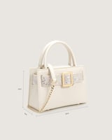 شنطة بريق النسائية جلد بلون أبيض