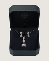 طقم اكسسوار نسائي أنيق بلون فضي ووردي