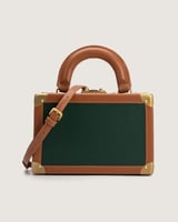 شنطة مُرجان النسائية من الجلد بلون بني و أخضر