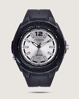 ساعة رجالية من الربل بلون أسود.