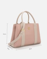 شنطة نسائية بلون وردي وبيج