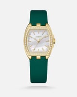 ساعة نسائية بسير من الجلد بلون أخضر