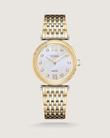 ساعة الماس نسائية أناقة مدروسة بلون ذهبي وفضي