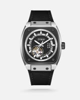 ساعة إيقاع الرجالية اتوماتيك من الجلد بلون أسود