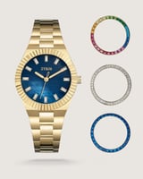 ساعة نسائية لجمالك ستيل بإطار متغير بلون ذهبي