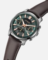 ساعة رجالية كلاسيك بسير جلد بلون بني