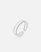 خاتم نسائي فاخر بلون فضي وأبيض