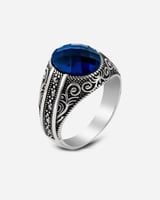 خاتم رجالي أنيق بحجر زركون أزرق