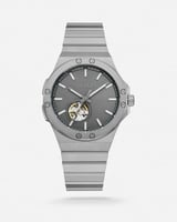 ساعة رجالية بسير ستيل بلون رمادي