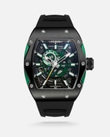 ساعة رجالية بسير ربل باللون الأسود