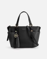 ‎ شنطة نسائية من الجلد بلون أسود