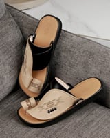 زيبرية رجالية جلد بلون بيج وأسود