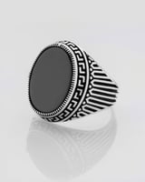 خاتم فضة رجالي أنيق بحجر اونكس أسود