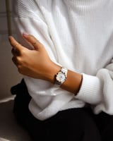 ساعة ألماس نسائية ستيل بلون فضي وروز قولد