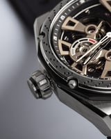 ساعة رجالية بسير ربل بلون أسود