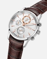 ساعة رجالية بسير من الجلد بلون بني