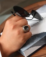 خاتم فضة رجالي أنيق بحجر اونكس أسود