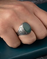 خاتم فضة رجالي بتصميم كلاسيك بلون فضي